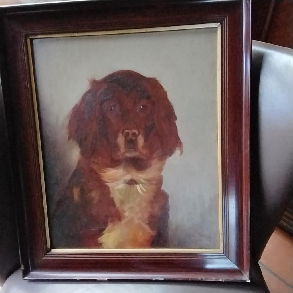 Oud schilderij 1915 (49cmx58cm)olie op paneel., Antiek en Kunst, Curiosa en Brocante, Ophalen
