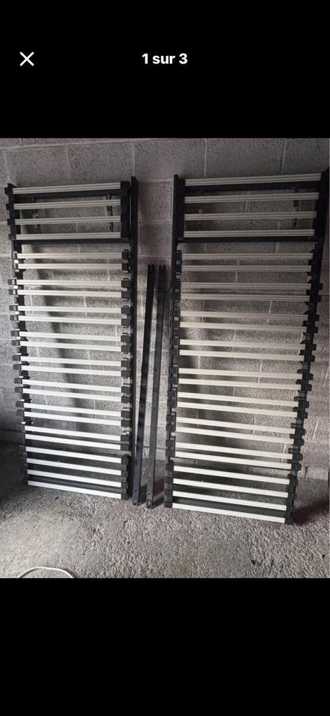 Sommier double 160x200 (lattes sur étrelles), Enlèvement, Comme neuf, Sommier