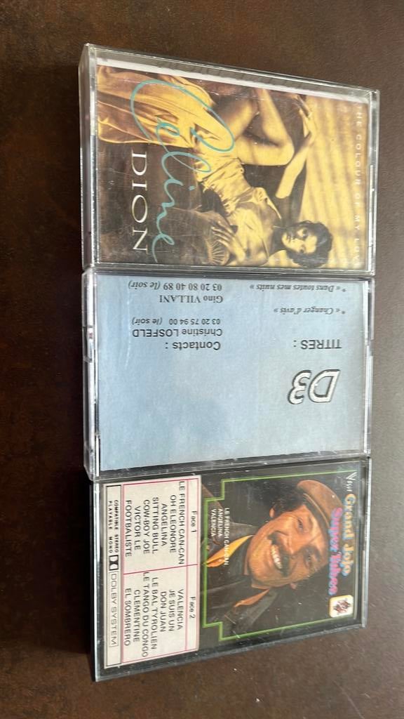 3 cassettes audio Celine Dion Grand Jojo D3, CD & DVD, Enlèvement ou Envoi, Originale, Avec boîte de rangement, étagère ou coffret
