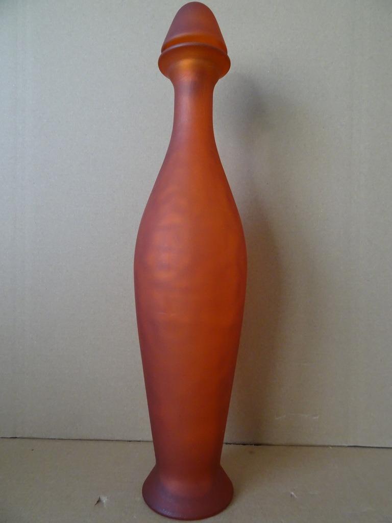 Vaas vintage oranje rode vaas glazen vaas glazen fles 42cm, Gebruikt, Ophalen of Verzenden, Glas, Minder dan 50 cm
