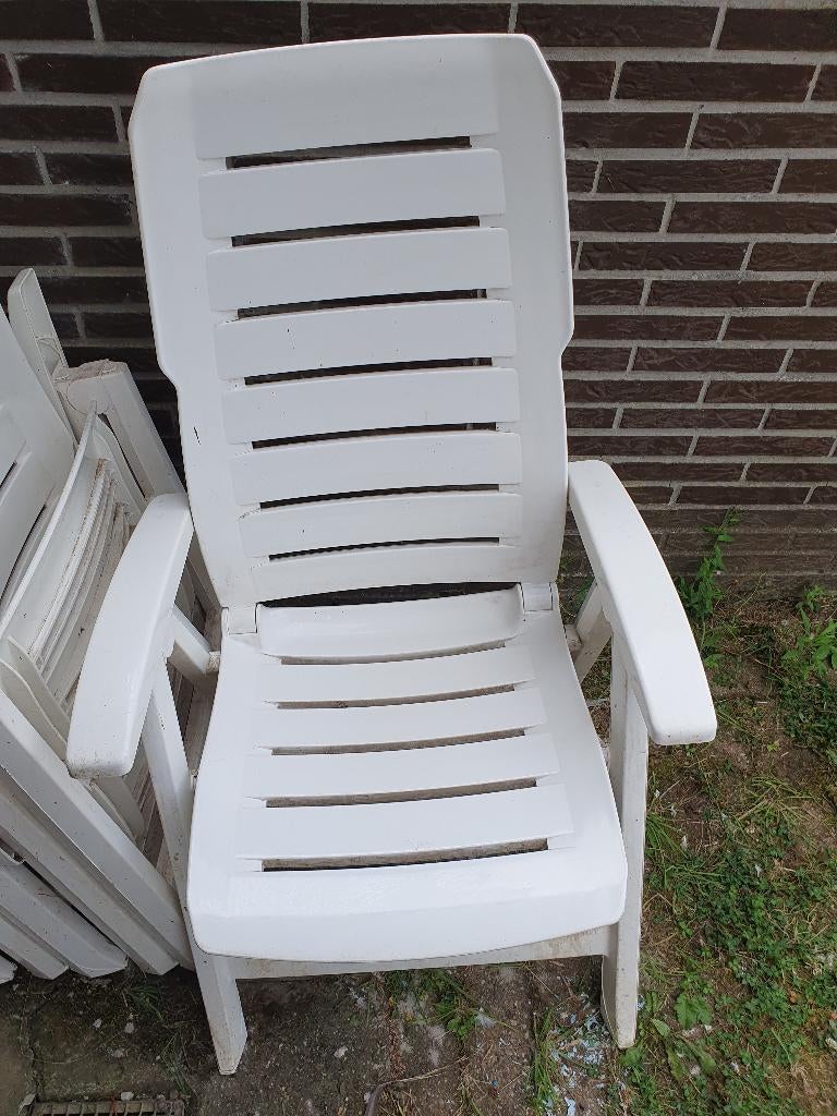 4 verstelbare tuinstoelen, Ophalen, Gebruikt, Kunststof, Verstelbaar