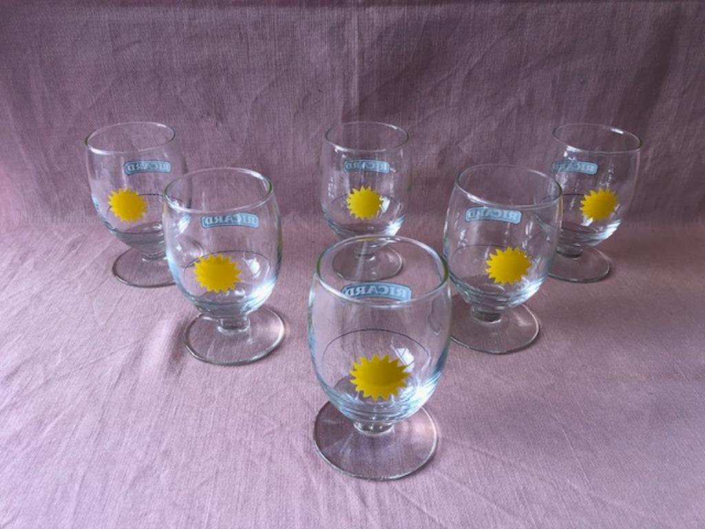 6 grands ballons Ricard en verre avec ligne à barres., Collections, Enlèvement ou Envoi, Comme neuf, Ustensile