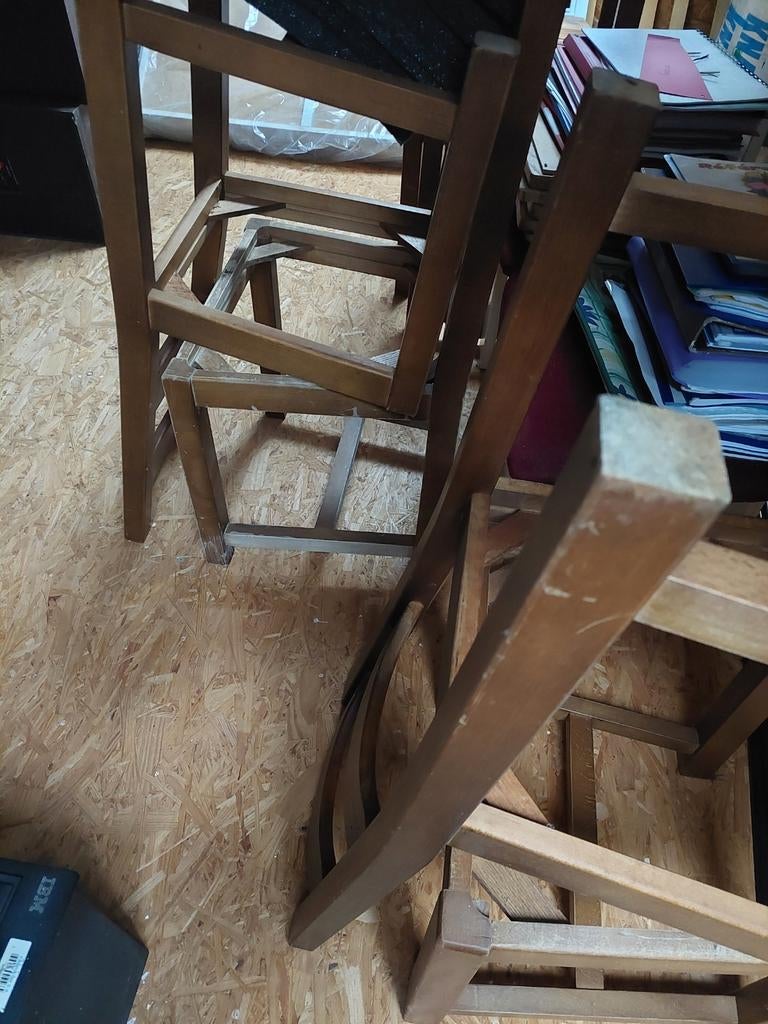 6 chaises en bois (hêtre) à rénover, Maison & Meubles, Chaises, Enlèvement, Utilisé, Brun, Bois