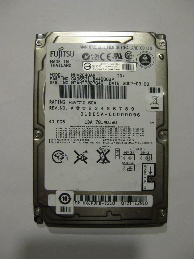 Fujitsu 40GB 2,5" IDE 5400rpm laptop harddisk, Enlèvement ou Envoi, HDD, Interne, Utilisé