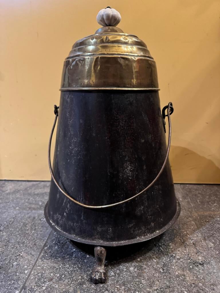 Oude doofpot met koperen deksel, Antiek en Kunst, Ophalen of Verzenden