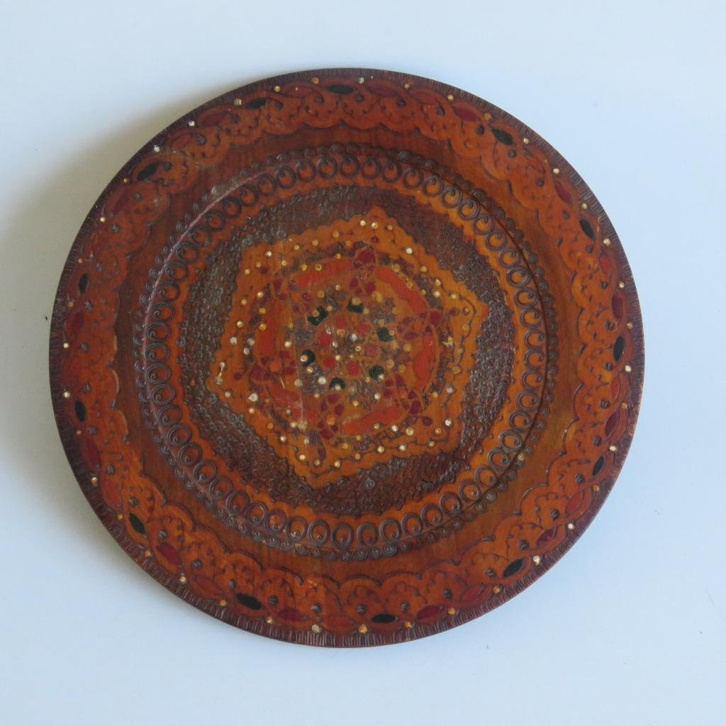Assiette murale en bois de style Boho, Prague, années 1950, Enlèvement ou Envoi