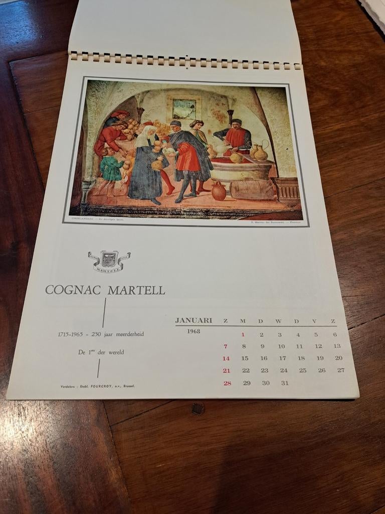 Kalender wijn, wijngaard,,kunst,1968, Diversen, Ophalen of Verzenden, Gebruikt