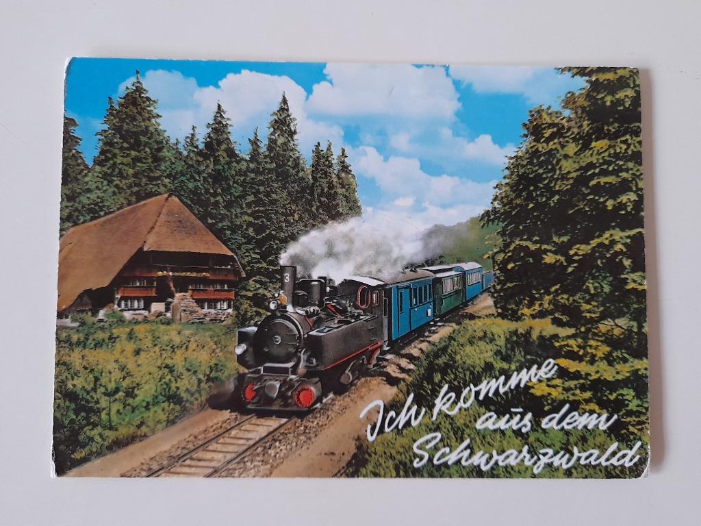 Postkaart Zwarte Woud - trein met stoomlocomotief, Verzamelen, Postkaarten | Themakaarten, Ongelopen, 1960 tot 1980, Voertuig
