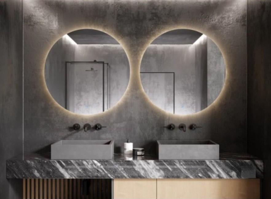 Miroir design rond XL avec LED 80x80 cm - NOUVEAU, Enlèvement ou Envoi, Neuf
