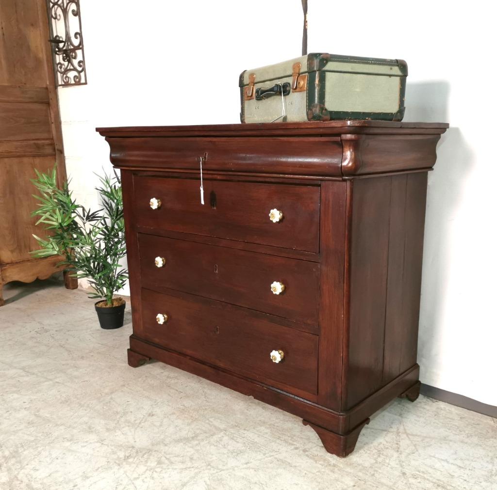 Grote antieke Louis Philippe ladekast H 102cm B 123cm D 56cm, Antiek en Kunst, Ophalen