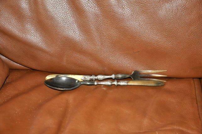 ancien couvert a salade art nouveau