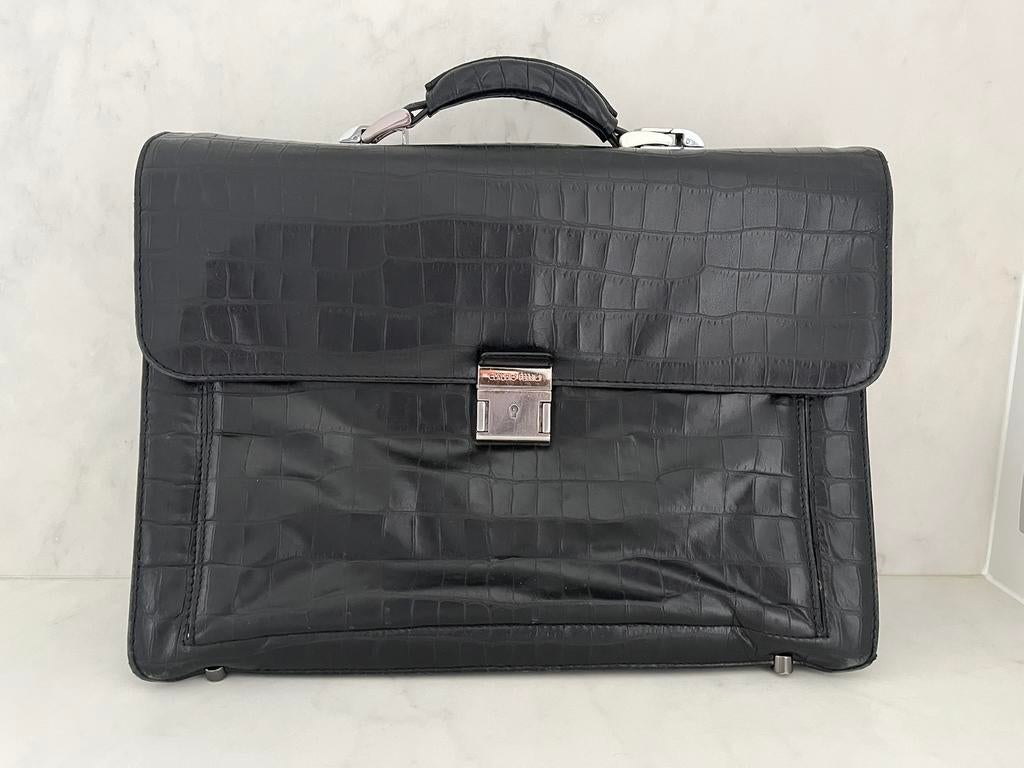 Sacoche vintage en cuir croco - Claudio Ferrici, Enlèvement, Utilisé