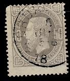 Belg. 1869 - Leopold II nr 35, Verzenden, Gestempeld
