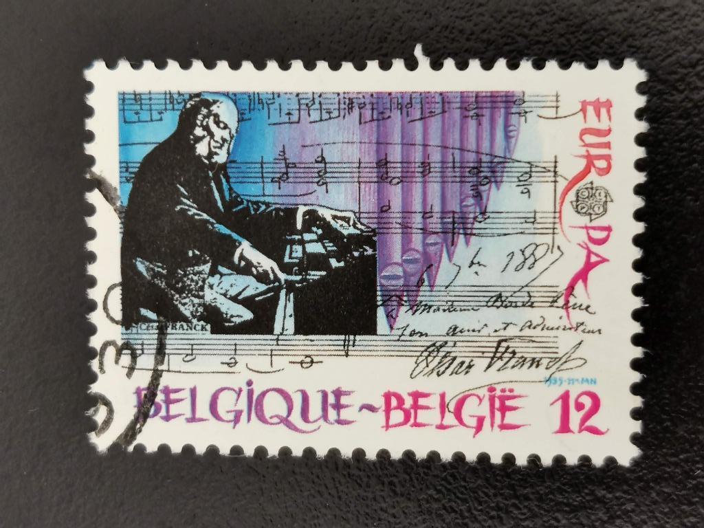 Belgique 1985 - Europe CEPT - musique, César Franck, Enlèvement ou Envoi, Affranchi, Musique