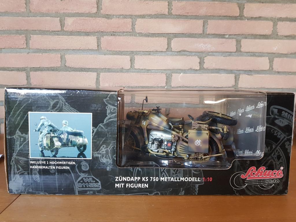 Schuco Zundapp KS750 Wehrmacht met figuren 1/10 Diecast, Verzamelen, Ophalen of Verzenden, Landmacht, Miniatuur of Beeldje