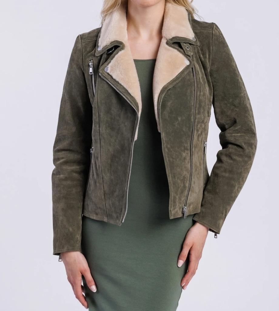 Suède lederen jas Freaky Nation Olive, Verzenden, Freaky Nation Leren jas, Maat 42/44 (L), Nieuw