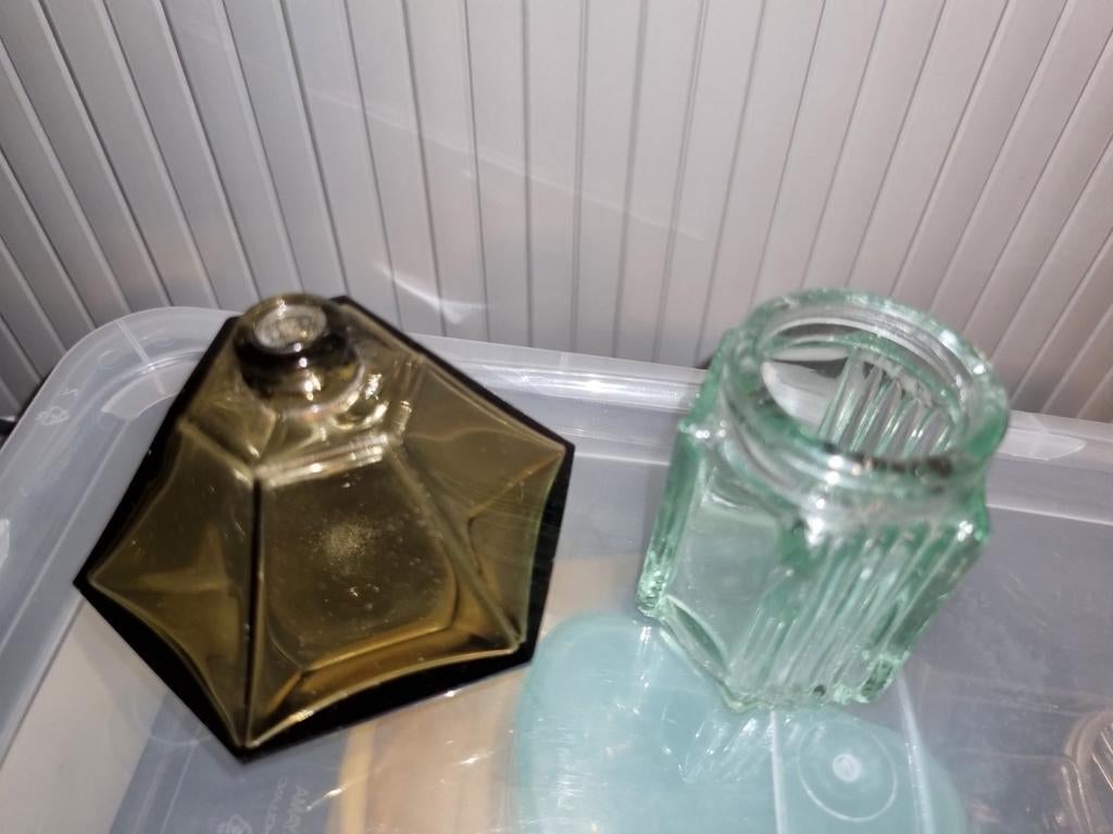 2 encrier anciens hexagonaux hauteur 6 cm, Enlèvement ou Envoi, Utilisé