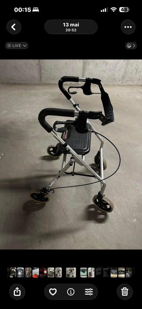 ‍️ Déambulateur / Rollator avec siège – Très bon état, Enlèvement, Pliable, Utilisé