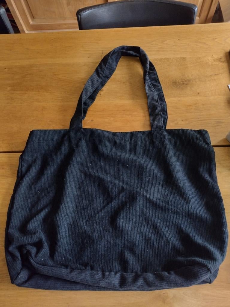 Tote bag zwart ribfluweel, Ophalen of Verzenden, Nieuw, Zwart