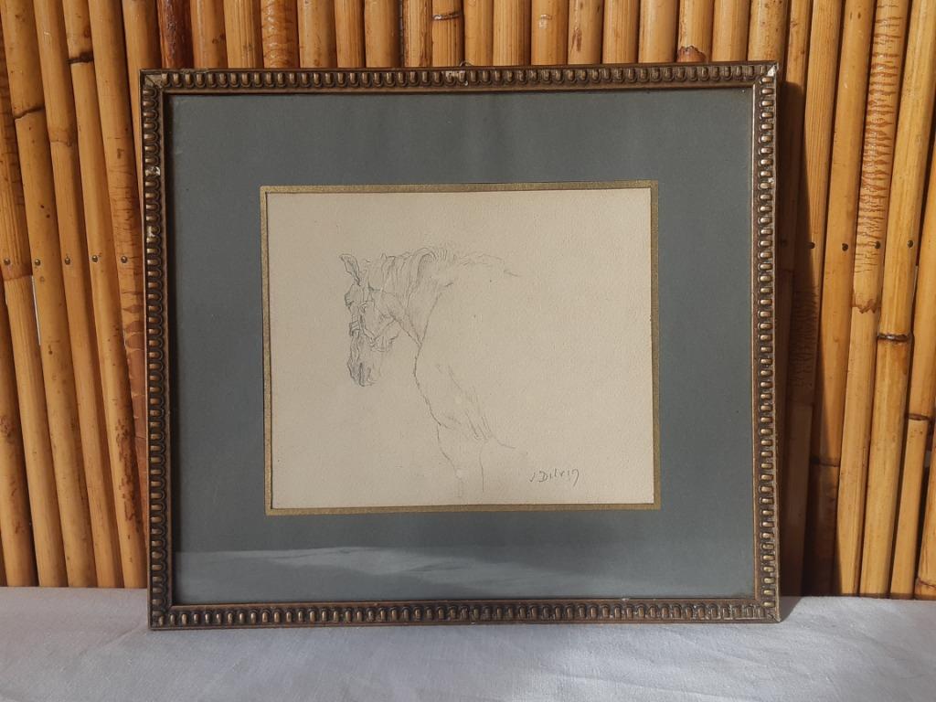 Houtskoolgravure van een paard gesigneerd door Jean Delvin, Antiek en Kunst, Kunst | Etsen en Gravures, Ophalen of Verzenden