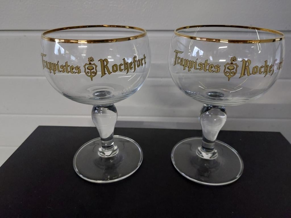 Oude bierglazen trappistes rochefort, Verzamelen, Ophalen of Verzenden, Zo goed als nieuw, Glas of Glazen, Overige merken