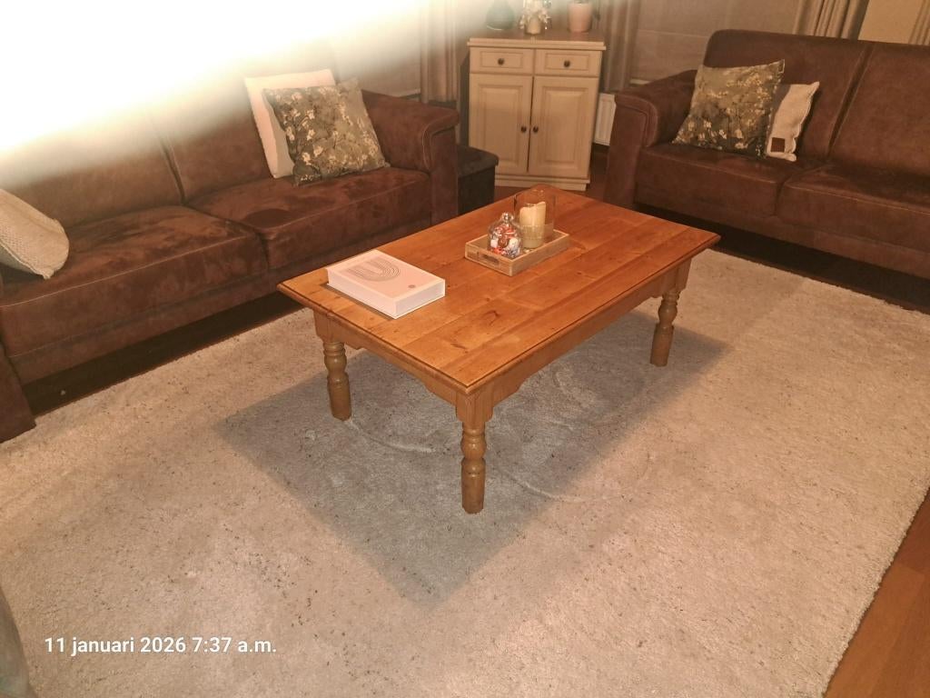 Karaktervolle landelijke salontafel-Massief grenen-Met lade, Huis en Inrichting, Ophalen, Zo goed als nieuw, Grenenhout