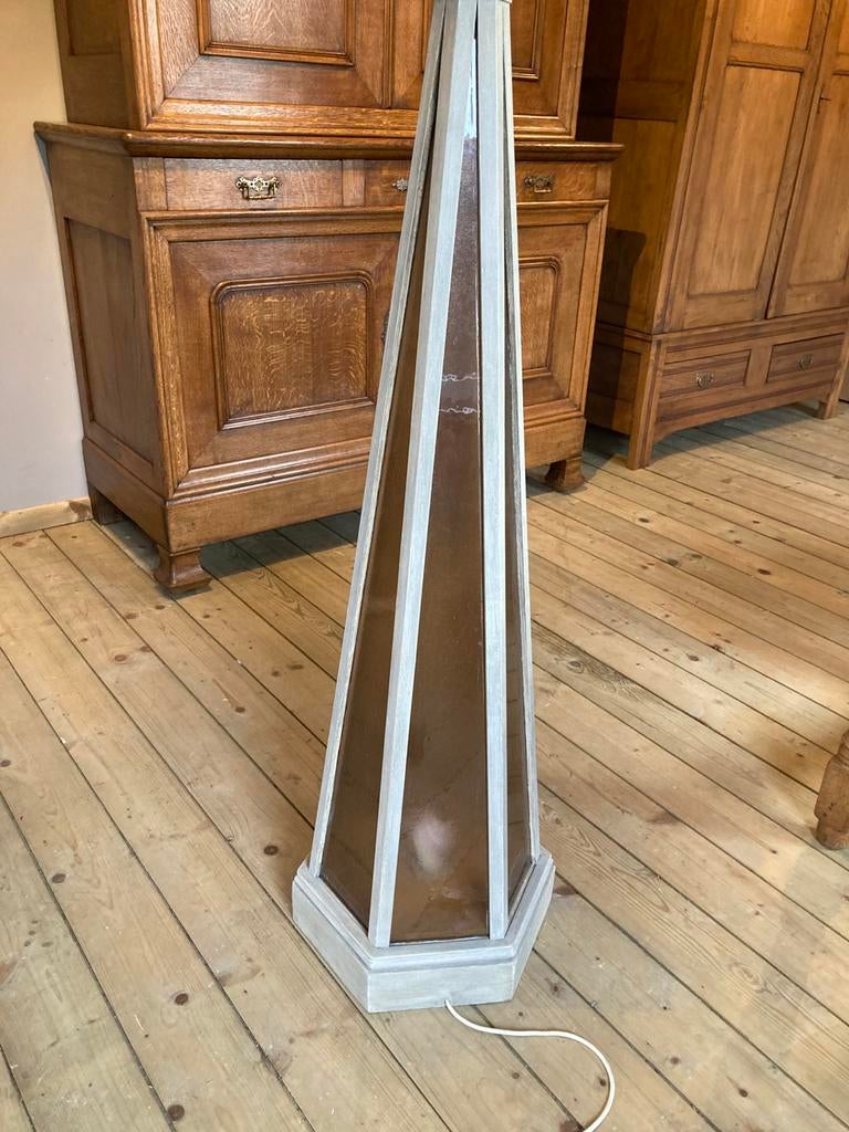 Gepatineerde 6-hoekige lamp( ongeveer 130 cm), Ophalen, Zo goed als nieuw