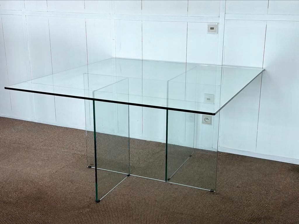 Vintage Glass Diningtable, Maison & Meubles, Tables | Tables à manger, Enlèvement, Ovale, Verre
