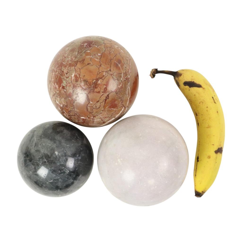 Set van 3 Grote Gepolijste Bollen Marmer Natuursteen Bal, Ophalen of Verzenden, Mineraal