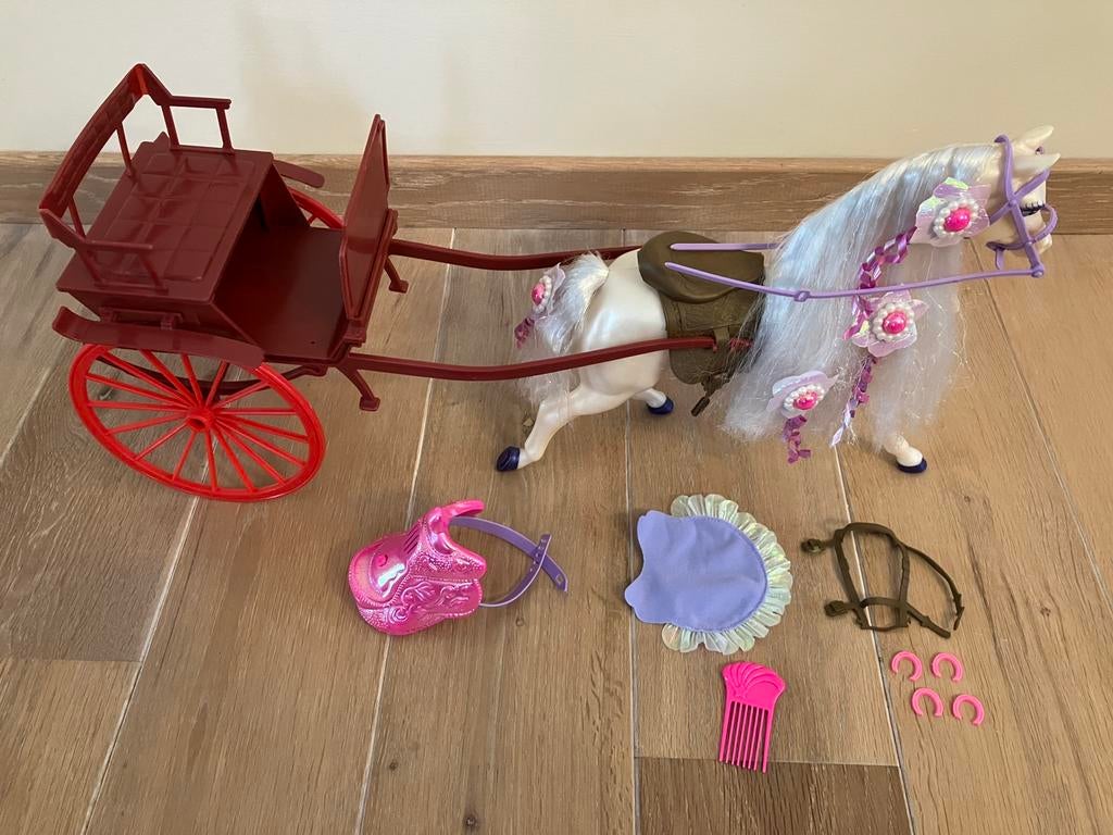 Barbie paard met koets en accessoires, Enlèvement ou Envoi, Utilisé, Barbie