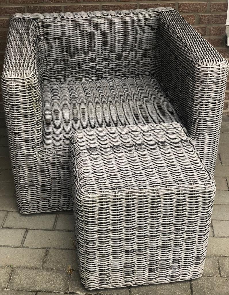 Lounge stoel kubus met poef (of tafeltje), Ophalen of Verzenden, Gebruikt
