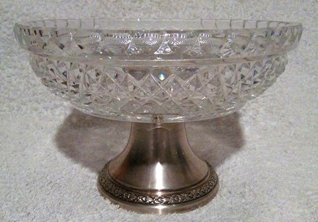 Zilveren sokkelkristal., Antiek en Kunst, Ophalen