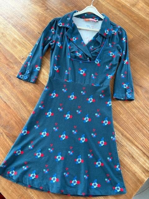 Jurk vintage maat 34, Kleding | Dames, Blauw, Ophalen of Verzenden, Zo goed als nieuw, Knielengte