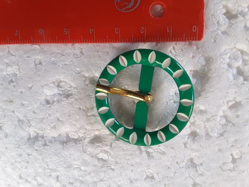 boucle de ceinture ronde 55 mm  vert vif et blanc, Enlèvement ou Envoi, Neuf