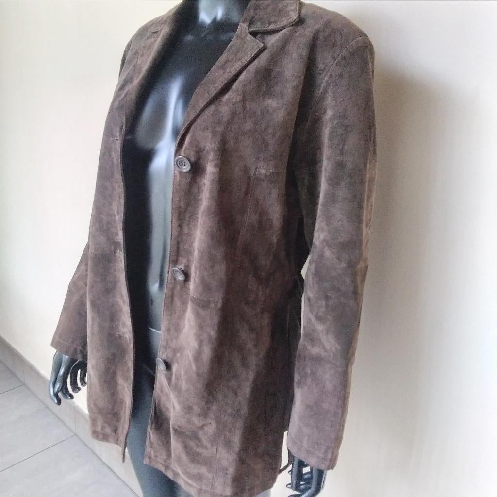 Lederen damesjas Naf Naf, Kleding | Dames, Maat 38/40 (M), Bruin, Verzenden, Zo goed als nieuw