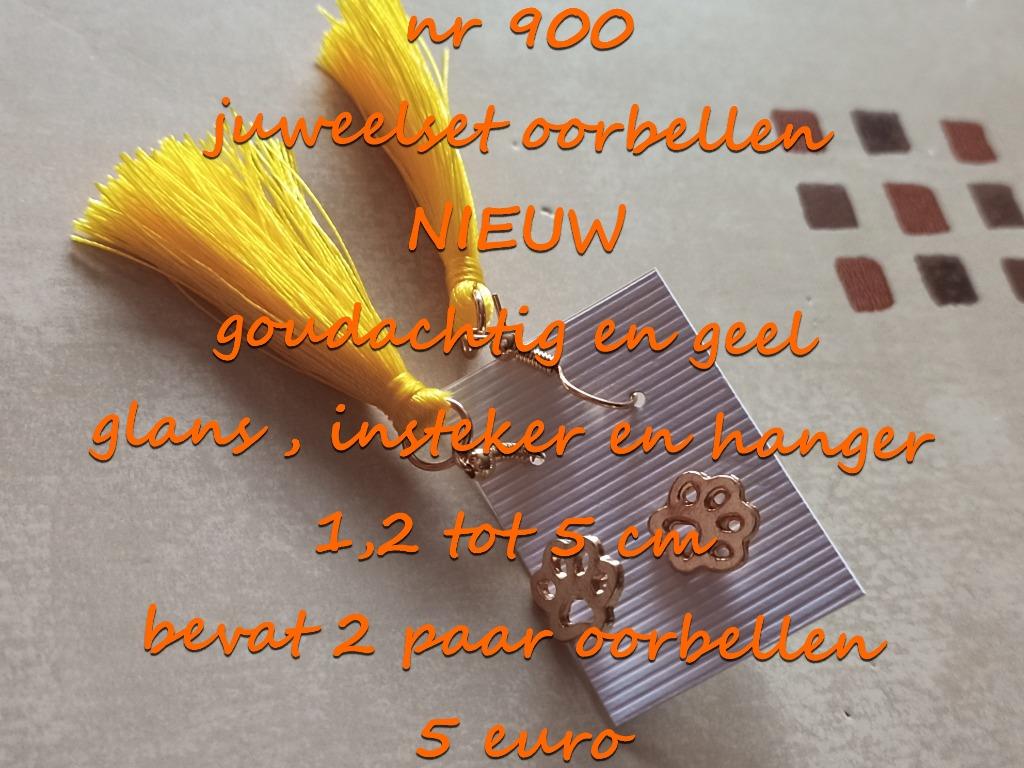 900. Juweelset : oorbellen , NIEUW , verzending inbegrepen, Handtassen en Accessoires, Oorbellen, Nieuw, Hangers, Overige materialen