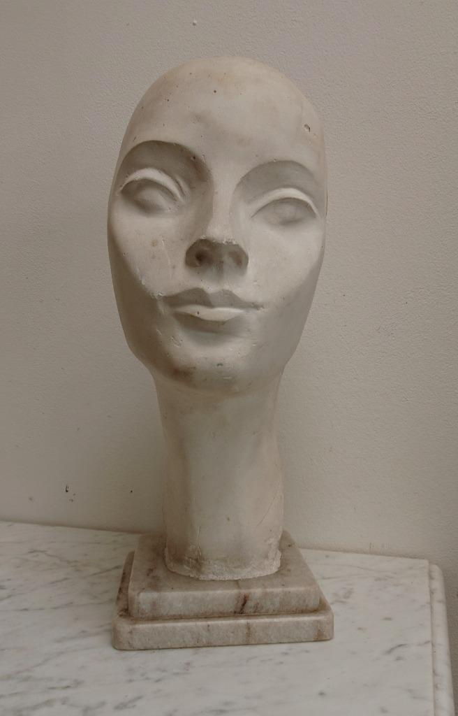 VINTAGE PRUIKEN KOP MANNEQUIN PLAASTER MARMER, Ophalen