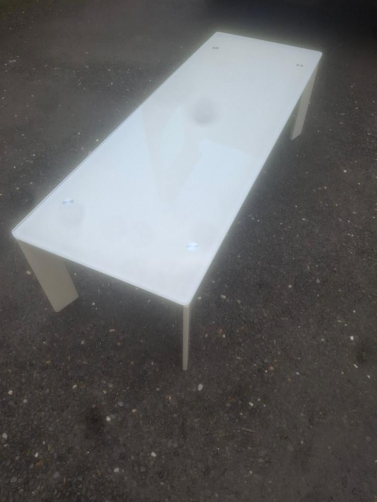 Table basse blanche, 100 à 150 cm, Moins de 50 cm, Verre, Modern wit