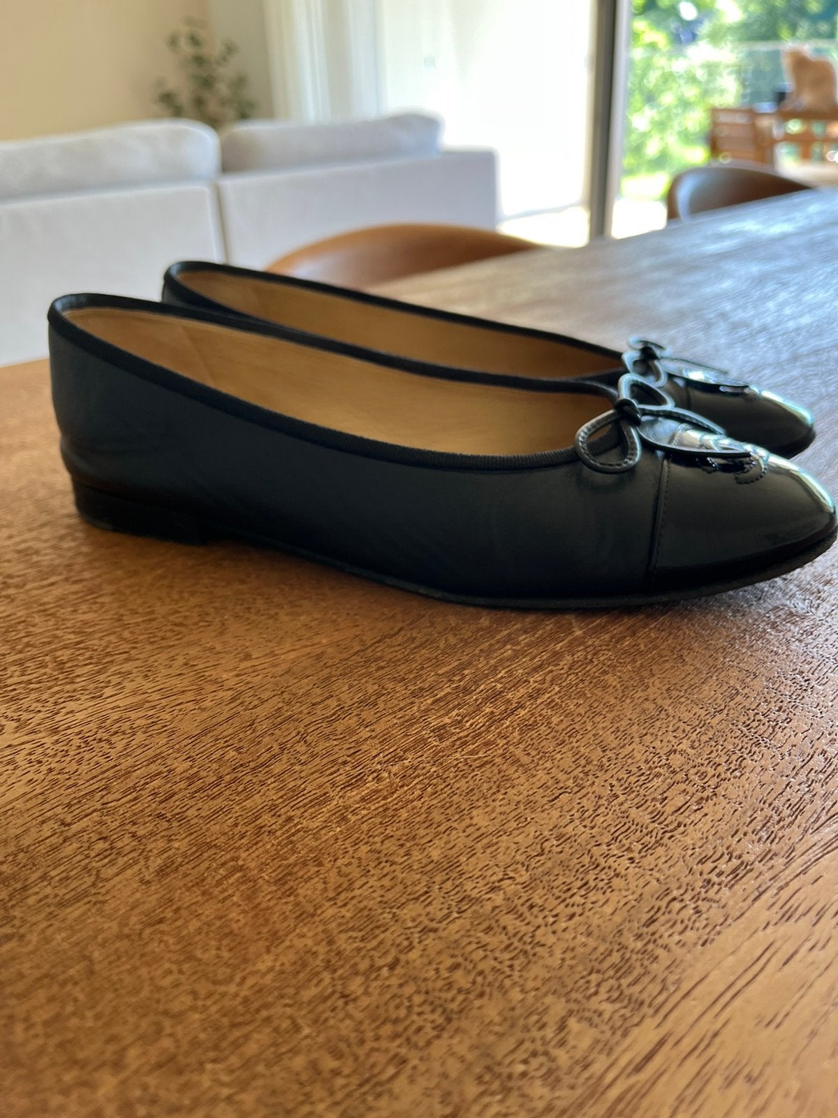 Authentieke Chanel ballerina’s met factuur 38,5, Ophalen of Verzenden, Zwart