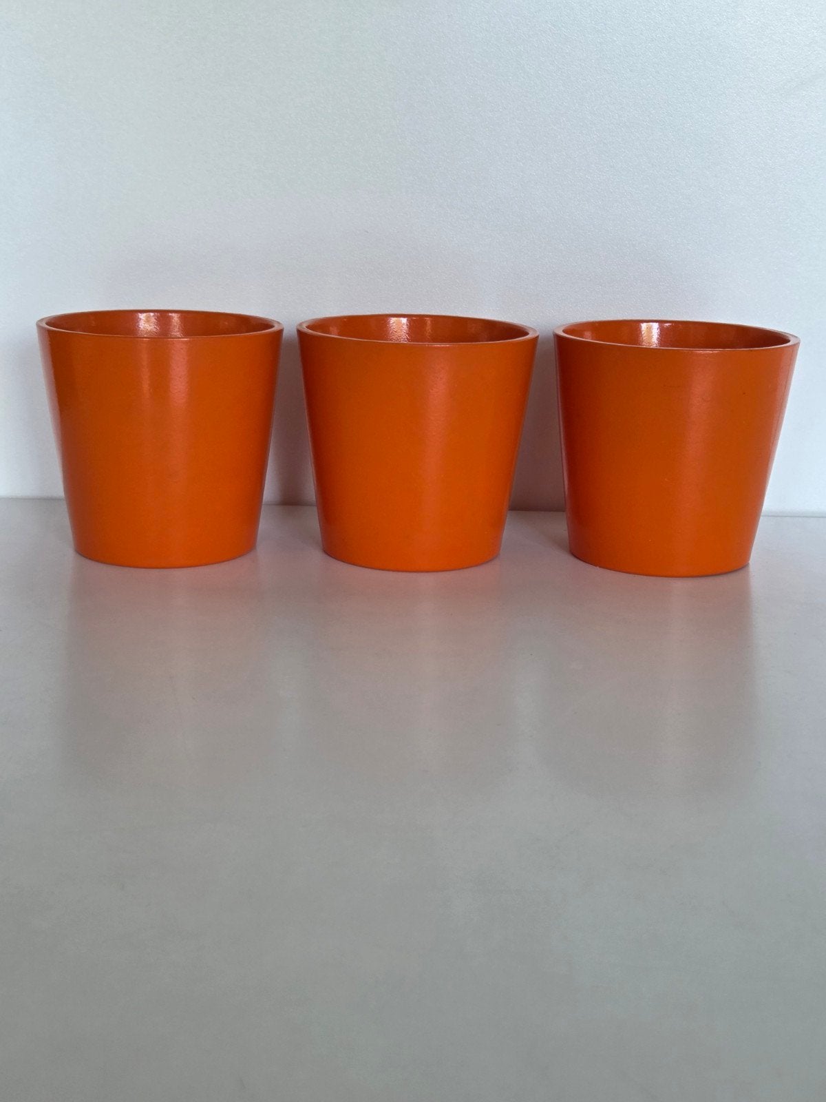 3 pots de fleurs en céramique orange, Jardin & Terrasse, Enlèvement ou Envoi, Comme neuf