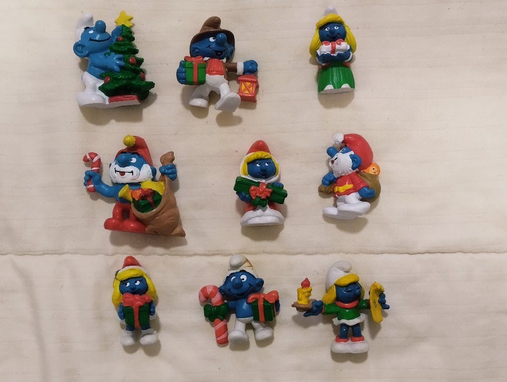 set kerst smurfen, Verzamelen, Ophalen of Verzenden, Gebruikt, Verschillende Smurfen, Poppetje, Figuurtje of Knuffel