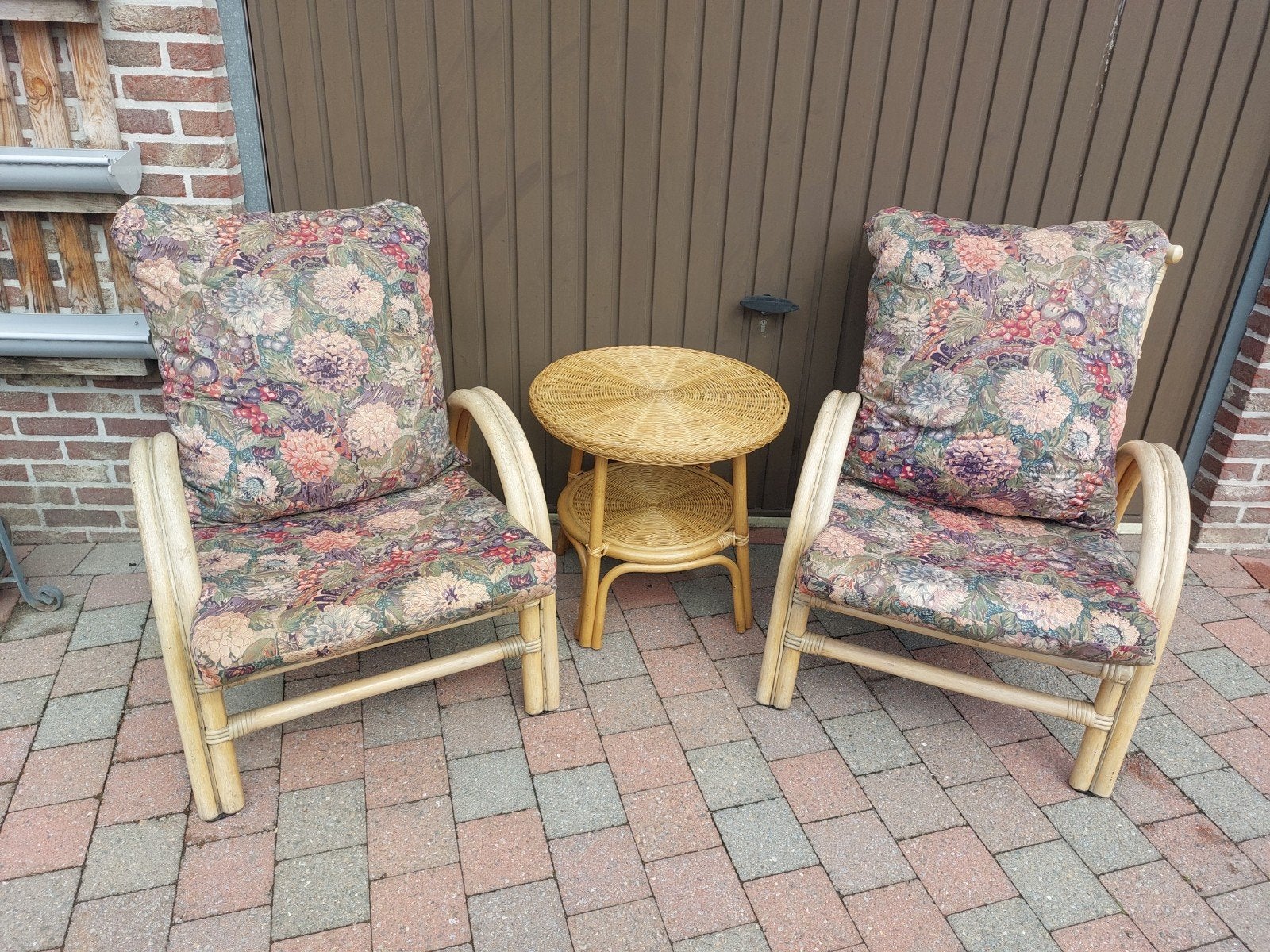 Degelijk vintage rotan set, Enlèvement, Rotin
