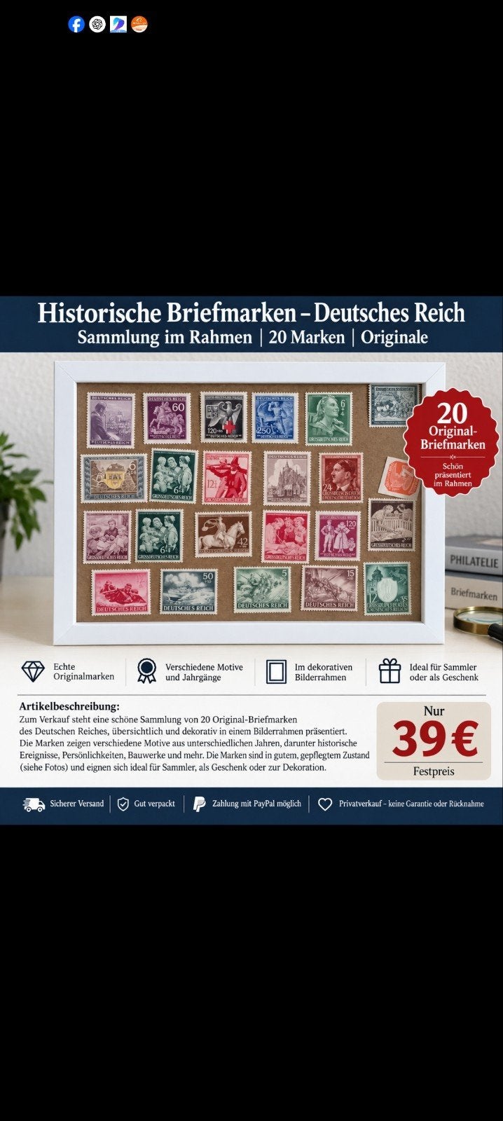 Timbre allemand encadré, Enlèvement ou Envoi