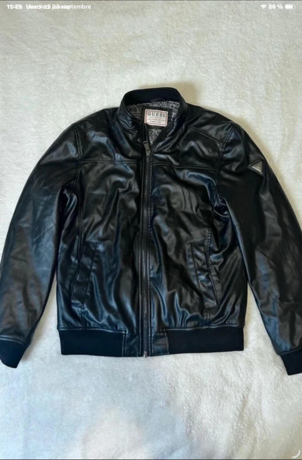Belle veste en semi cuir noirtres bon état L, Enlèvement ou Envoi, Comme neuf