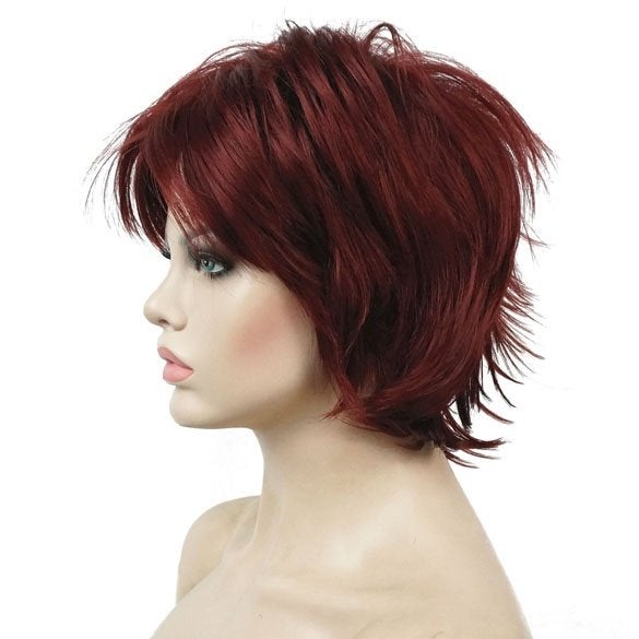 Moderne pruik rood kort haar met plukjes kleur 131, Ophalen of Verzenden, Nieuw