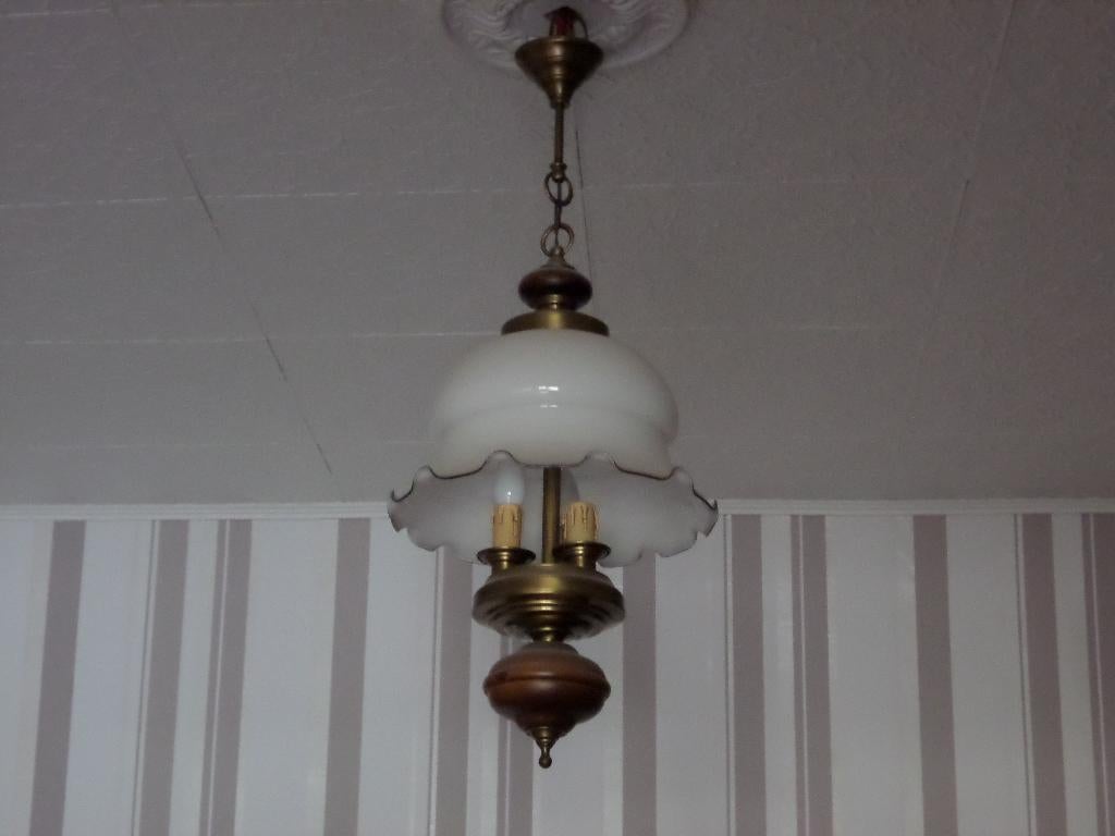lustre +1 lustre à 6 lampes, Maison & Meubles, Enlèvement, Comme neuf, Verre, Classiques
