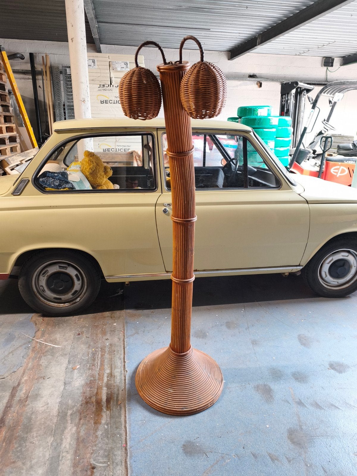 Vintage rotan palmboom lamp, Antiek en Kunst, Antiek | Verlichting, Ophalen