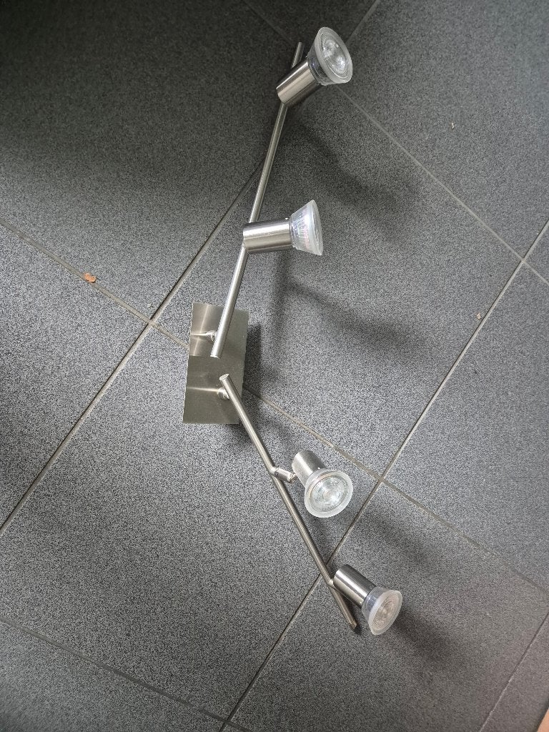 LED plafondspot / wandspot 4 lichtpunten inox look, Ophalen, Gebruikt, LED, GU10