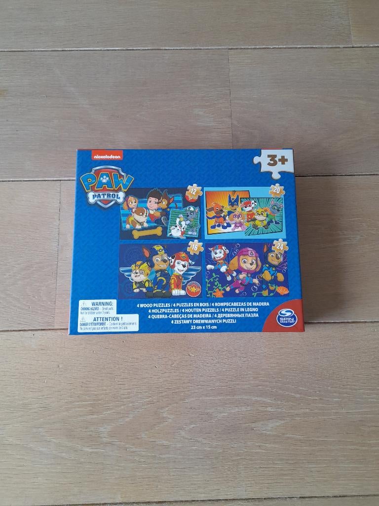 4 houten puzzels van paw patrol, Kinderen en Baby's, Ophalen, 10 tot 50 stukjes, Zo goed als nieuw, Van hout