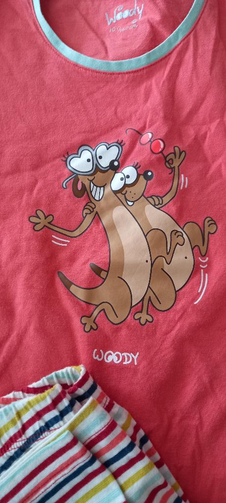 koraal zomer pyjama gestreepte capri otters Woody maat 140, Kinderen en Baby's, Nacht- of Onderkleding, Meisje, Nieuw, Ophalen of Verzenden